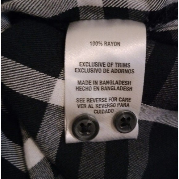 Woolrich Wmns Size XXL Plaid Flannel Shirt Long/Roll Tab Sleeve Black White - Picture 10 of 10